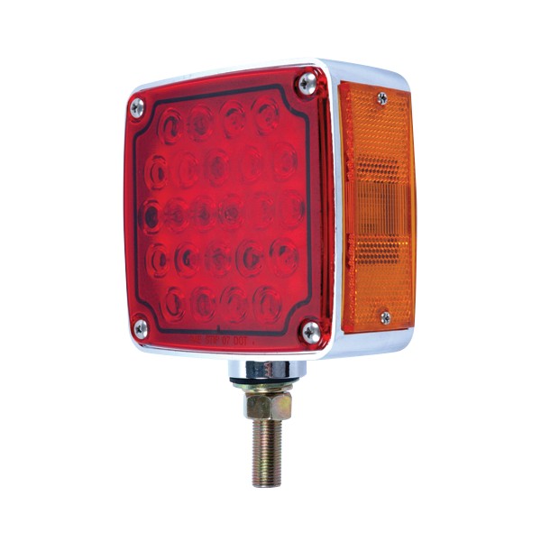 SIDE MARKER LGHT LED SQR FENDR RIGHT RED/AMB 1STUD